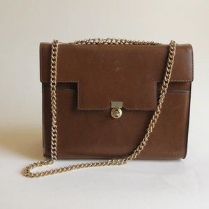 "Made in France" vintage brown leather flaptop bag